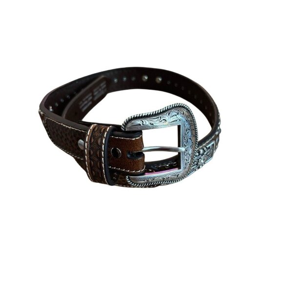 Nocona Women’s Hand Tooled Brown Leather Belt w Western Design, Size 24, 2018 - Picture 1 of 7